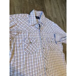 COWBOY WESTERN LARIAT MEN'S PEARL SNAP PLAID SHIRT LARGE Long Sleeve